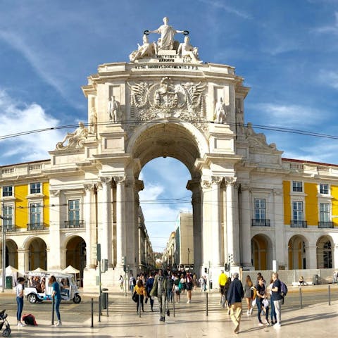 Visit the iconic Praça do Comércio, just over a kilometre from home
