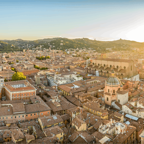 Sip coffee in Piazza Maggiore – the historic centre of Bologna is six minutes away on foot
