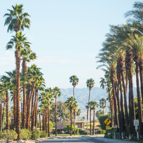 Just a four-minute drive to the shopping on East Palm Canyon Drive