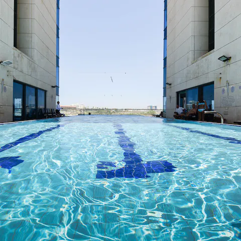 Take a refreshing dip in the on-site swimming pool 
