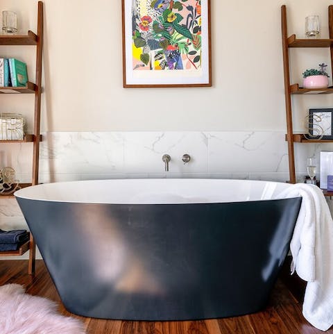 Soak away your worries in the master tub
