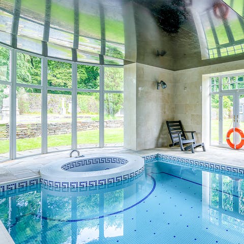 Slip into your swimwear and splash about in the pool heated by green energy