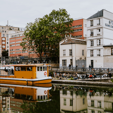 Head five minutes to Canal Saint-Martin for waterside cocktails and street food