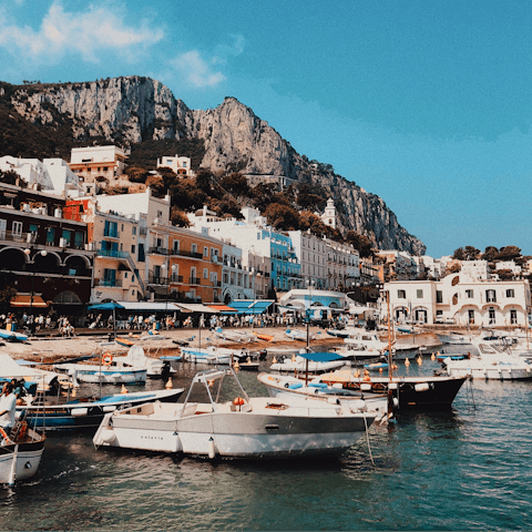 Take the hydrofoil from Marina Piccola port to visit nearby Capri