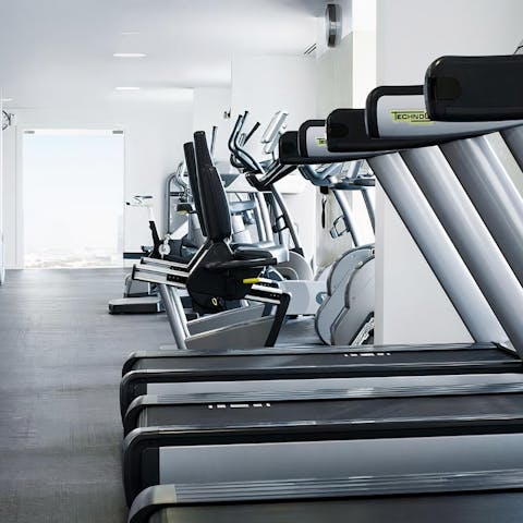 Keep on top of your game in the building's state-of-the-art gym