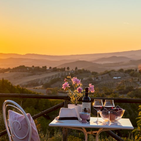 Sip on Italian wines from the organic farm estate while you enjoy the view