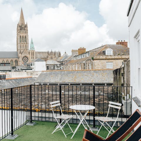 Enjoy your morning coffee on the private balcony while admiring views of Truro Cathedral