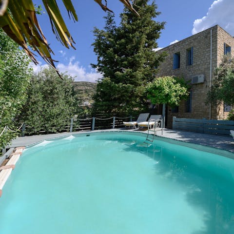 Soak up the Cretan sun from in or beside the private pool