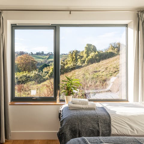 Wake up to views of the splendid Somerset countryside from the bedroom window
