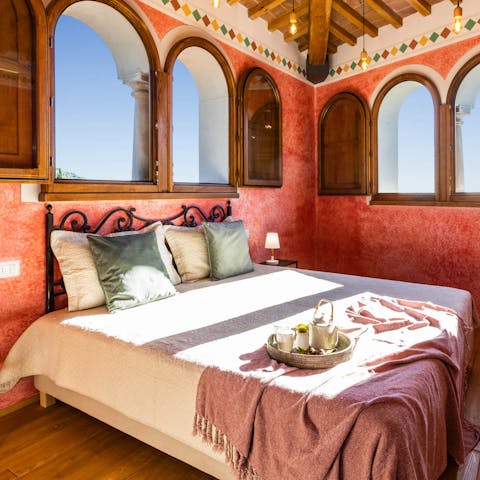 Pick the romantic tower bedroom for the best views
