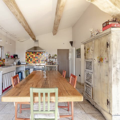 The cosy farmhouse kitchen is the very picture of domesticity