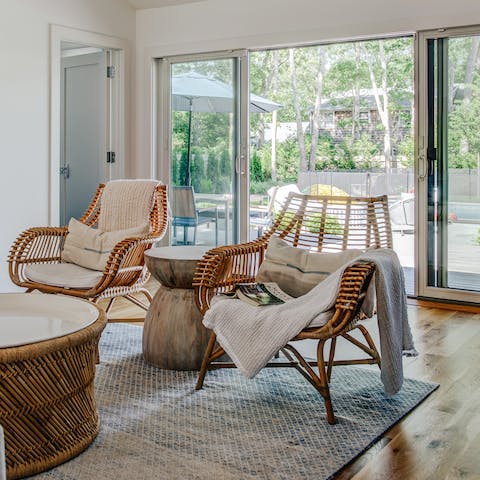 Curl up with a book on these vintage-style wicker chairs