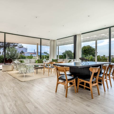 Entertain friends in the stylish open-plan living and dining area