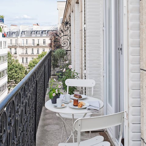 Sip your morning coffee as you take in the view of the Parisian skyline