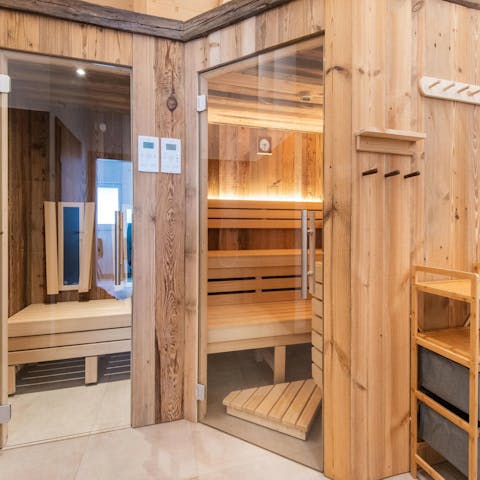 Head to the residents' sauna after an exhausting day on the slopes