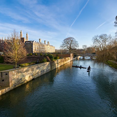 Punt down the River Cam in Cambridge, just under an hour's drive away