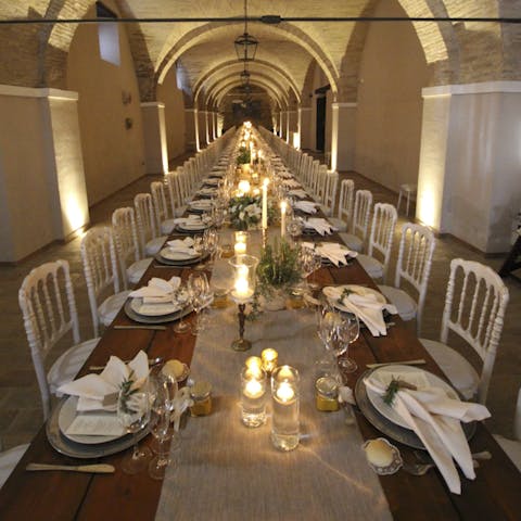 Gather together for events at the seemingly endless banquet table