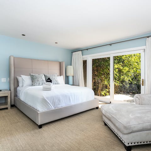Slide open the doors and enjoy direct access to the patio from the master bedroom