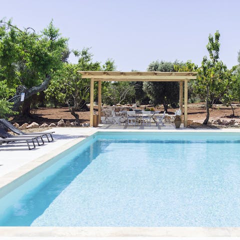 Cool off from the hot sun in the private pool