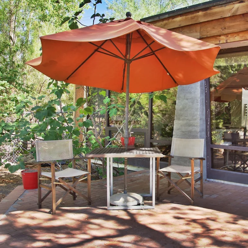 Dine al fresco on the shaded patio