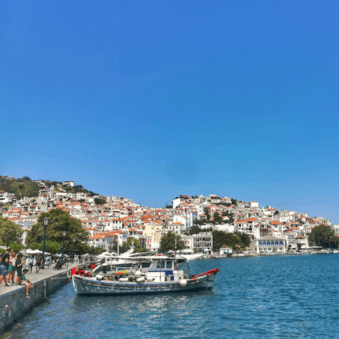 Go island-hopping for the day – reach Skopelos in just fifty minutes, with a ferry