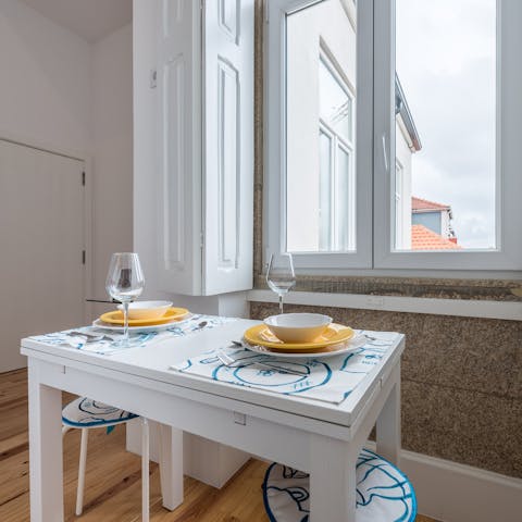 Enjoy a romantic evening meal in the stylish dining area