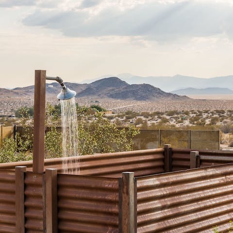 Cool off after a hike with a refreshing outdoor shower