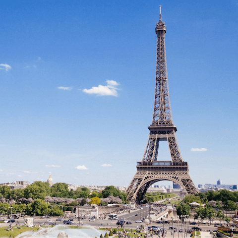 Gaze out at the Eiffel Tower from you window before walking less than twenty minutes to see it up close