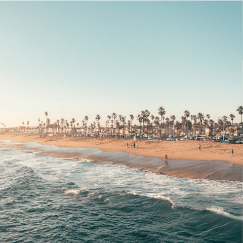 Stroll five minutes for a sunset cruise to Balboa Peninsula with its four-mile stretch of sandy beach