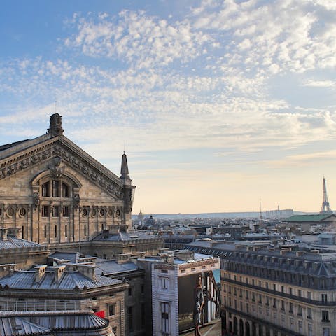Take in a performance at the Opera Garnier, only a twelve-minute walk away