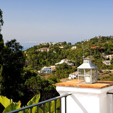 Take in the mesmerising mountain and sea views from the elevated terrace 