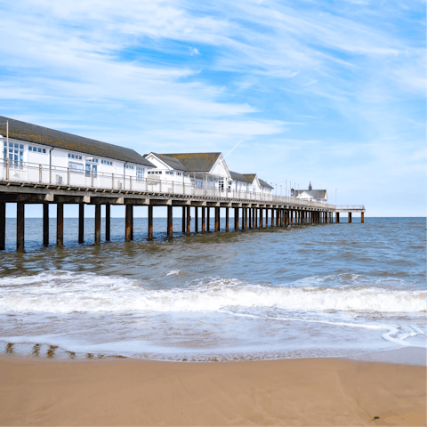 Spend sunny summer days at Southwold's beach, less than ten minutes on foot