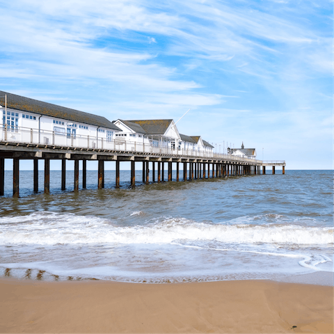 Spend sunny summer days at Southwold's beach, less than ten minutes on foot