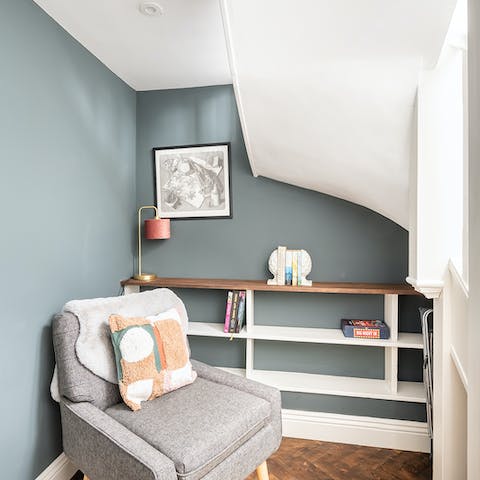 Curl up with a book in the cosy reading nook