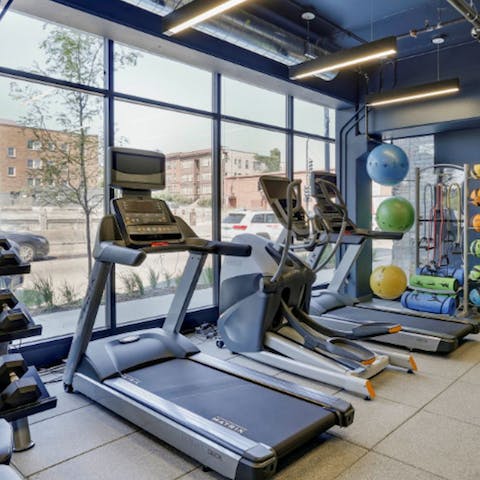 Keep on top of your fitness routine at the onsite gym 