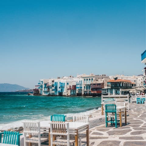 Explore charming Mykonos Town, just twenty-five minutes away by car