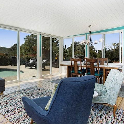 Enjoy the mountain views from the sunroom