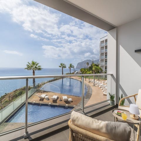 Sip your morning coffee on the private balcony, overlooking the sea