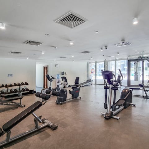 Get your blood pumping with a workout in the communal gym