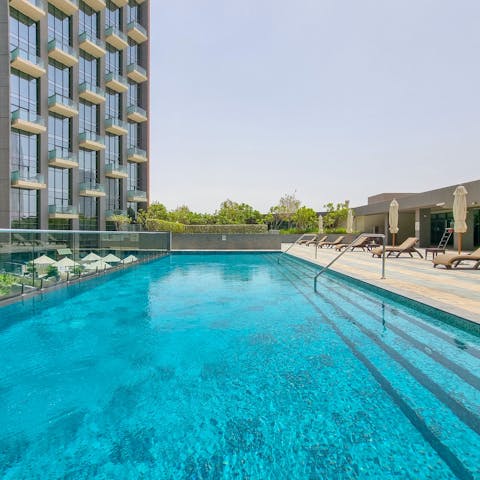 Cool off from the sunshine with a swim in the shared pool 