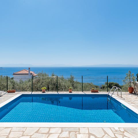 Take an afternoon dip in the sparkling pool and admire the views