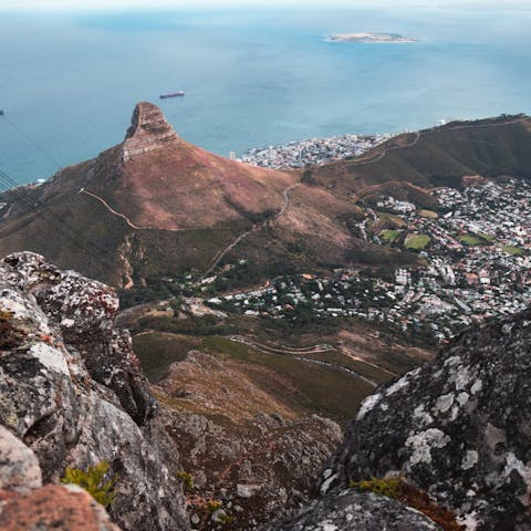 Head up breathtaking Table Mountain, a ten-minute drive away