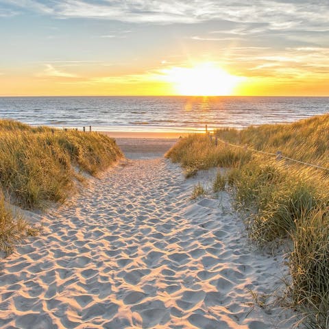 Catch sunset at the North Sea beach, it's less than a ten-minute walk away