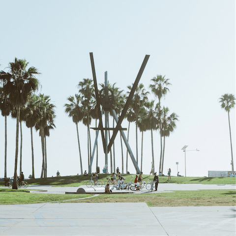 Head down to Venice's beachside boardwalk to understand what Venice is all about – it's a twenty-minute walk away