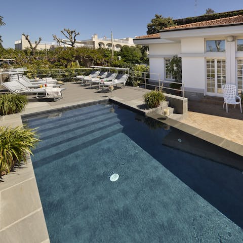 Spend serene afternoons swimming in the private outdoor pool