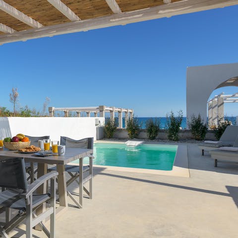 Soak up glorious sea views from the sun-drenched terrace