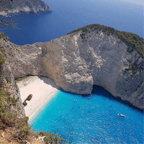 Admire the deep blue Ionian Sea from beautiful Bochali, just a seven-minute drive away