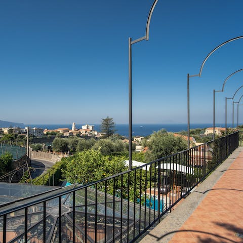 Gaze out at beautiful views of the Gulf of Naples from the villa's balcony