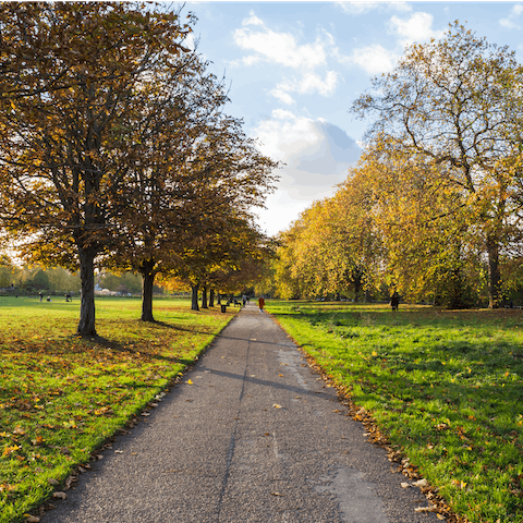 Take a morning stroll through Hyde Park, three minutes away on foot