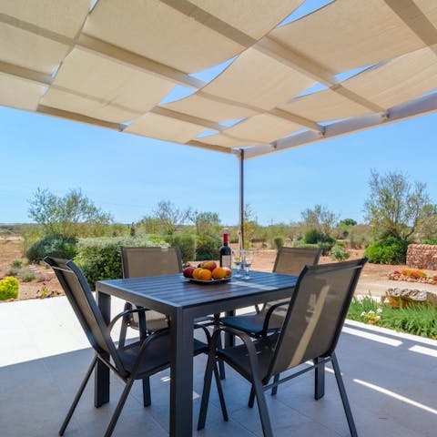 Look forward to breakfasting in the shade on your covered terrace